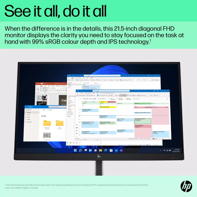 HP E-Series E22 G5 FHD Monitor, 54,6 cm (21,5 Zoll), Full HD, LCD, 5 ms (generalüberholt)