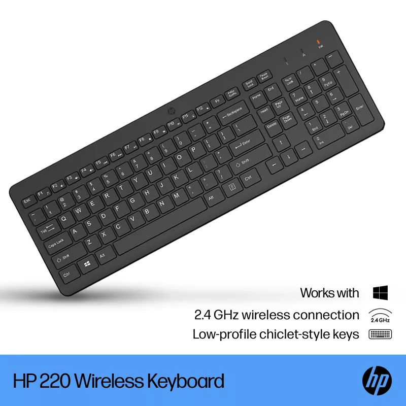 HP 220 Wireless Tastatur Full-Size Schwarz Membran Heimanwendung