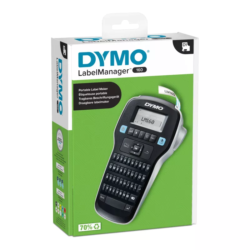 DYMO LabelManager ™ 160 QWERTZ, QWERTZ, D1, Thermotransfer, 180 x 180 DPI, 12 mm/s, Schwarz, Silber