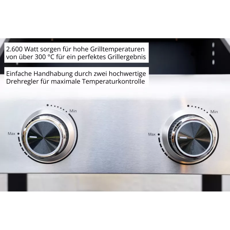Unold 58595 Barbecue Grill-Wagen BUDDY Cart Elektrisch Schwarz, Edelstahl 2600 W