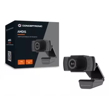 Conceptronic AMDIS 1080P Full HD Webcam mit Mikrofon, 2 MP, 1920 x 1080 Pixel, Full HD, 30 fps, 1280x720@30fps, 1920x1080@30fps, M-JPEG, YUV