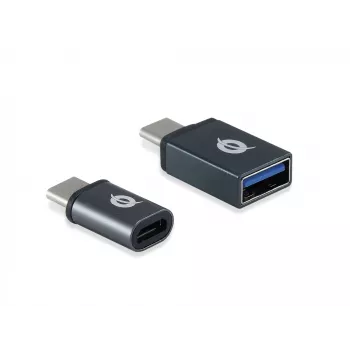 Conceptronic DONN04G USB-C auf USB A/MicroB OTG Adapter 2er-Pack, 10Gbps (C-A), 480Mbps (C-MicroUSB)