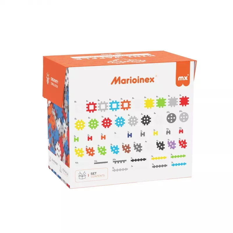 Bauklötze Marioinex Mini Waffle Constructor 300 — kompatibles Steckbauset, 300 Teile, mehrfarbig