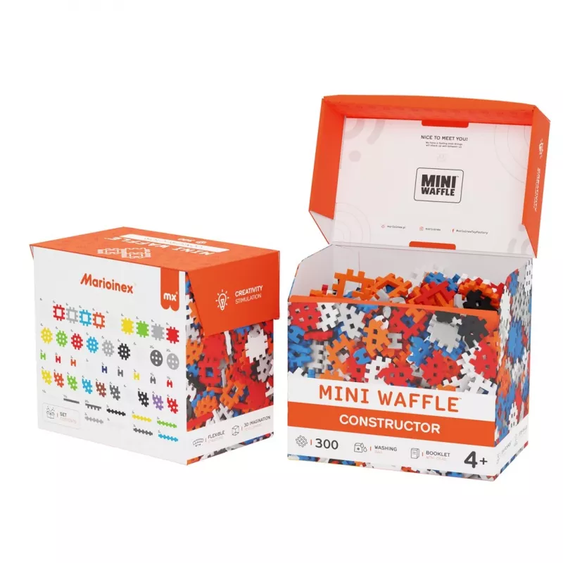 Bauklötze Marioinex Mini Waffle Constructor 300 — kompatibles Steckbauset, 300 Teile, mehrfarbig