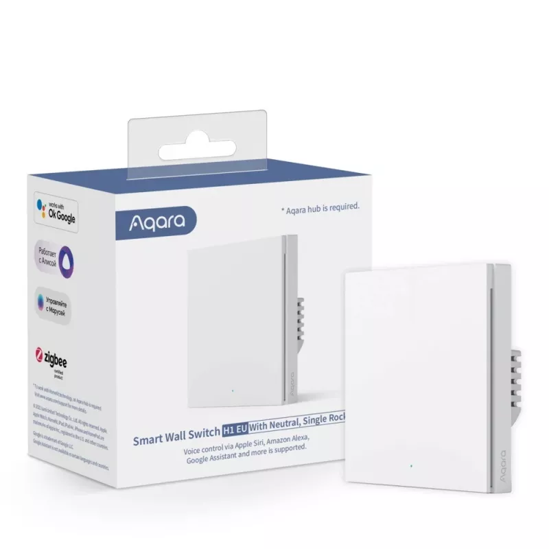 Aqara Smart Wandschalter H1 EU, Einfachwippe, Mit Neutralleiter, WS-EUK03