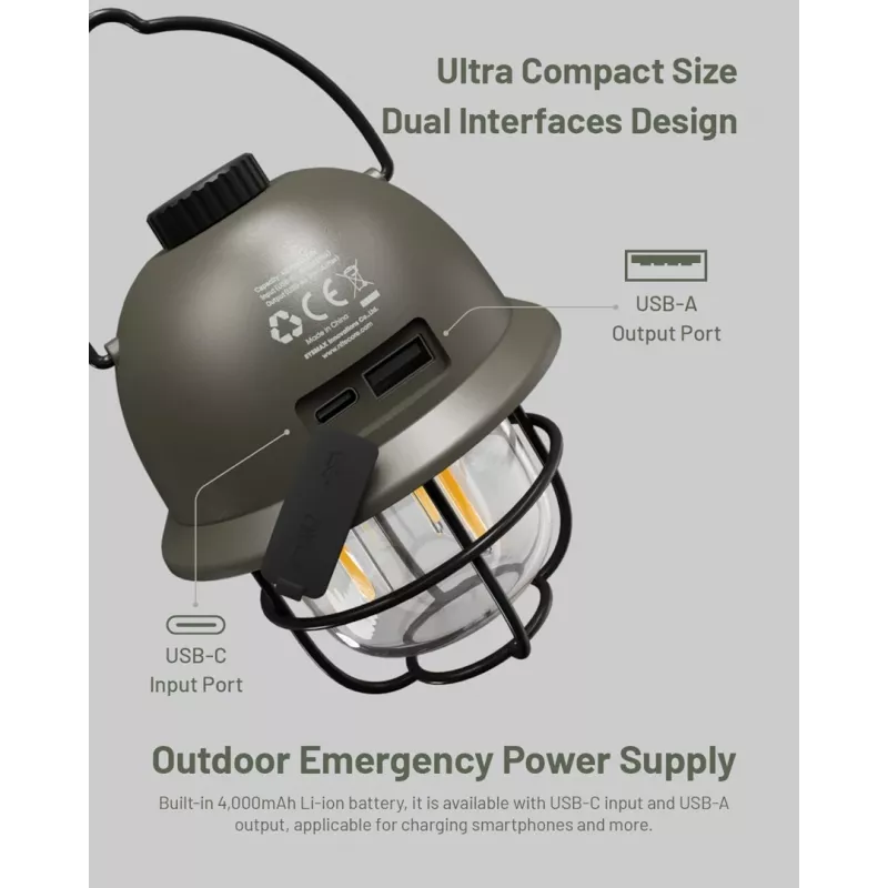 USB-betriebene Camping-Laterne Nitecore LR40 100 lm Olive