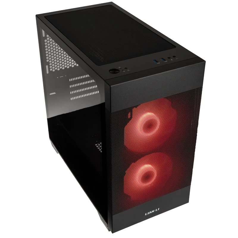 Lian Li LANCOOL 205M Mesh Micro-ATX-Gehäuse, gehärtetes Glas, Schwarz