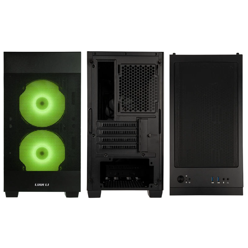 Lian Li LANCOOL 205M Mesh Micro-ATX-Gehäuse, gehärtetes Glas, Schwarz