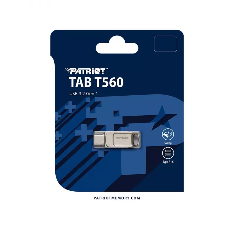 USB-Flash-Laufwerk PATRIOT PS256GT560DS5D 256 GB USB 3.2 (USB-A/USB-C) drehbar, silber, 120 MB/s