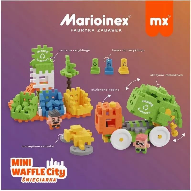 Marioinex Mini Waffle City Müllwagen Bausteine, 148 Teile (903131)