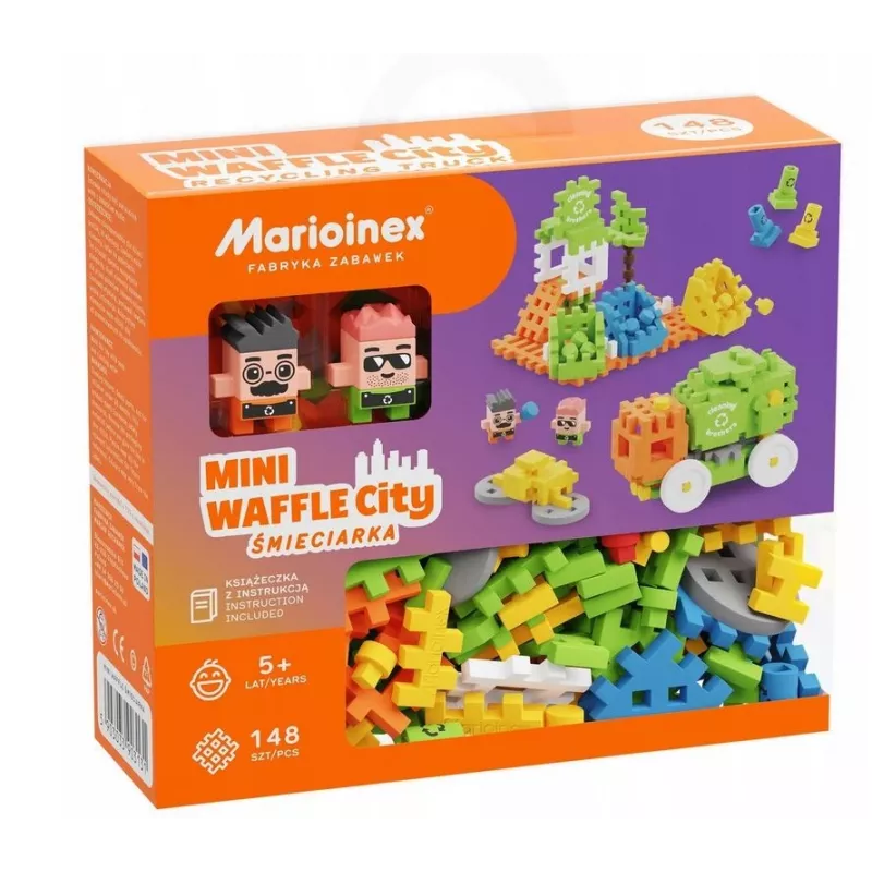 Marioinex Mini Waffle City Müllwagen Bausteine, 148 Teile (903131)