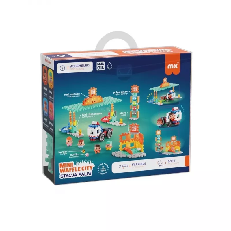 Baustein-Set Marioinex Mini Waffle Blocks Tankstelle, 148 Teile, mehrfarbig, ab 6 Jahren