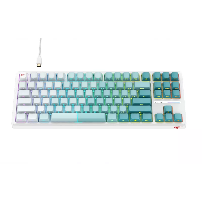 Havit KB901L Gaming-Tastatur weiß und grün USB kabelgebunden RGB-LED