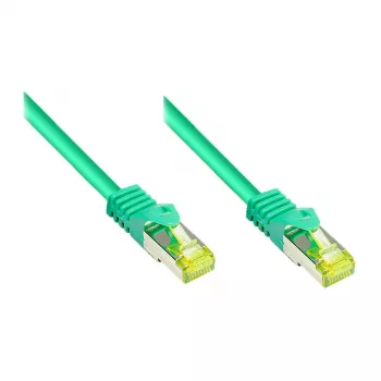 RJ45 Patchkabel mit Cat.7 Rohkabel und Rastnasenschutz (RNS®), S/FTP, PiMF, halogenfrei, 600 MHz, OFC, grün, 40 m, Good Connections® (8070R-400G)