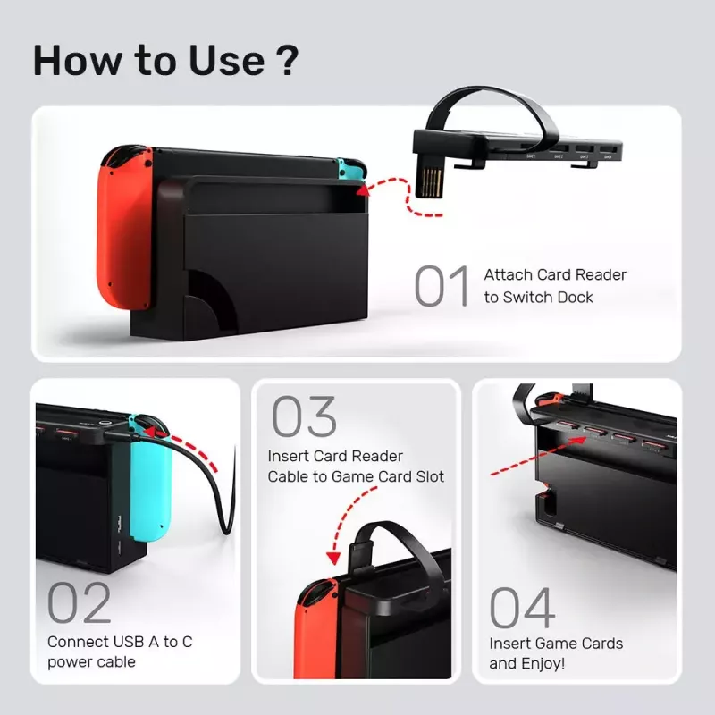 Unitek G1002D 4-Slot Game Card Reader für Nintendo Switch