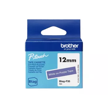Etikettierband Brother BTAG-F35 Weiß auf Lila 1,2 cm 4 m