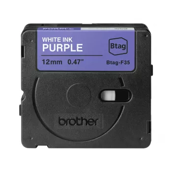 Etikettierband Brother BTAG-F35 Weiß auf Lila 1,2 cm 4 m