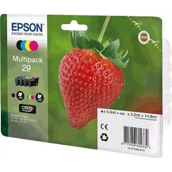 Epson 29 Multipack 4er-Pack (Schwarz, Gelb, Cyan, Magenta) Tintenpatrone, C13T29864010