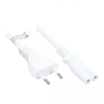Euro-Netzkabel Euro-Stecker Typ C (gerade) an C7/Euro 8 Buchse (gerade), weiß, 0,75 mm², 10 m, Good Connections® (P0370-W100)