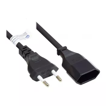 Euro-Verlängerung Euro-Stecker Typ C (gerade) an Euro-Buchse (gerade), schwarz, 0,75 mm², 0,2 m, Good Connections® (P0300-S002)