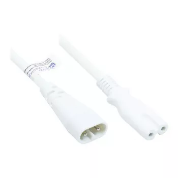 Euro-Verlängerung C8-Stecker (gerade) auf C7/Euro-8-Buchse (gerade), Weiß, 0,75 mm², 2 m, Good Connections® (P0870-W020)