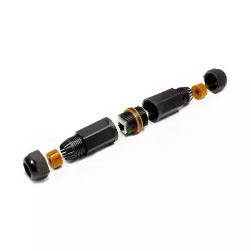 Good Connections ODC-02 Outdoor IP67 Cat.6A RJ45 Patchkabel-Kupplung, Schwarz