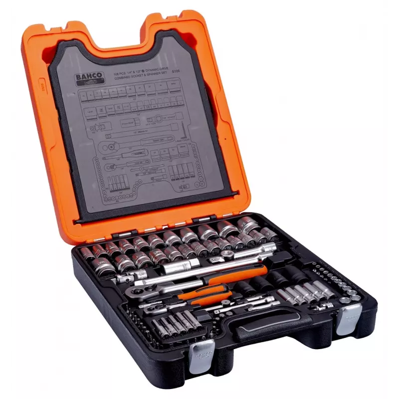 Bahco S106 Steckschlüsselsatz, 1/4" und 1/2", 430 mm
