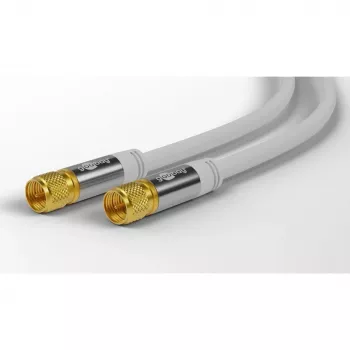 Goobay SAT-Antennenkabel (135-dB-Typ), 4-fach geschirmt, 2 m, Weiß – vergoldet, F-Stecker > F-Stecker (70600)