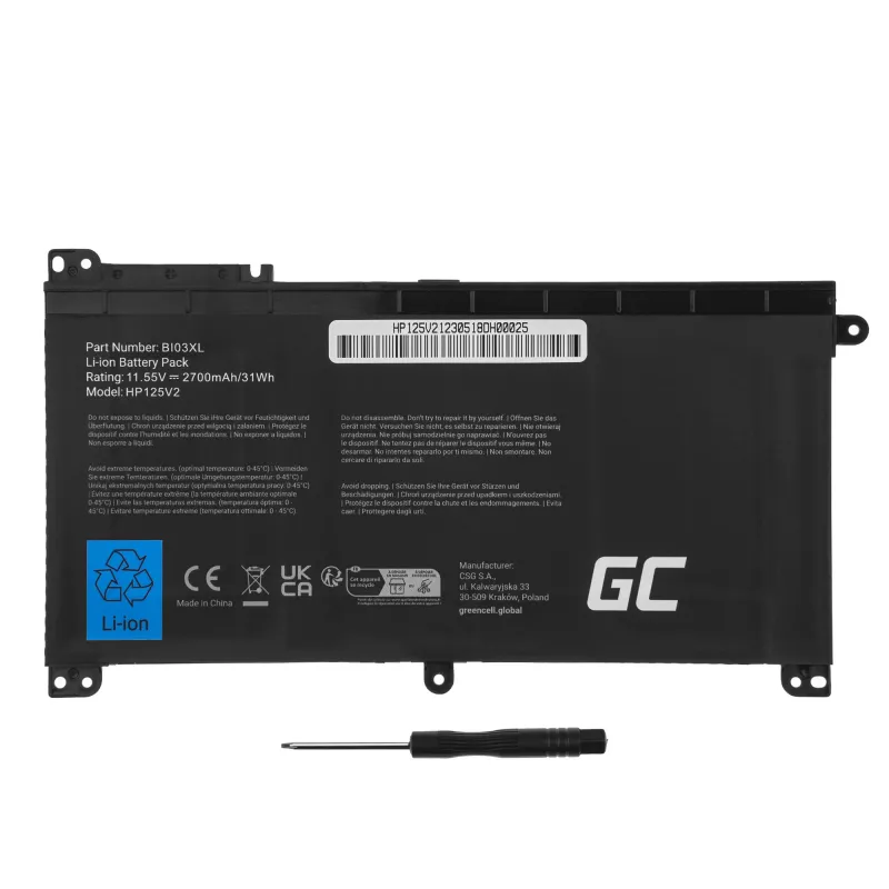 Battery Green Cell HP125V2 for HP Pavilion x360 Stream 14-AX