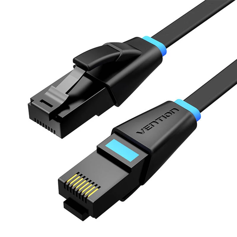 Flach-Netzwerkkabel UTP CAT6 Vention IBJBF RJ45 Ethernet 1000 Mbit/s 1 m Schwarz