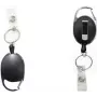 WEDO 262 415501 Gürtelclip mit einziehbarem Nylonband und Karabiner, Chrom/Schwarz