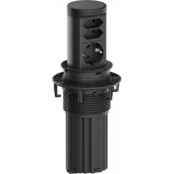 Steckdosenleiste Bachmann ELEVATOR2 BM0020498 mit 1x CEE7/3 und 2x Euro-Steckdosen, RAL9005, 2,0 m Kabel