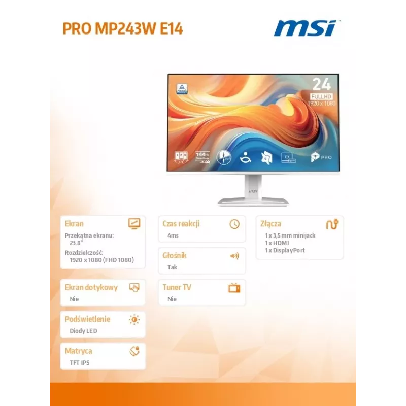 Monitor PRO MP243W E14 23,8 Zoll LED/FHD/flach/144Hz/weiß