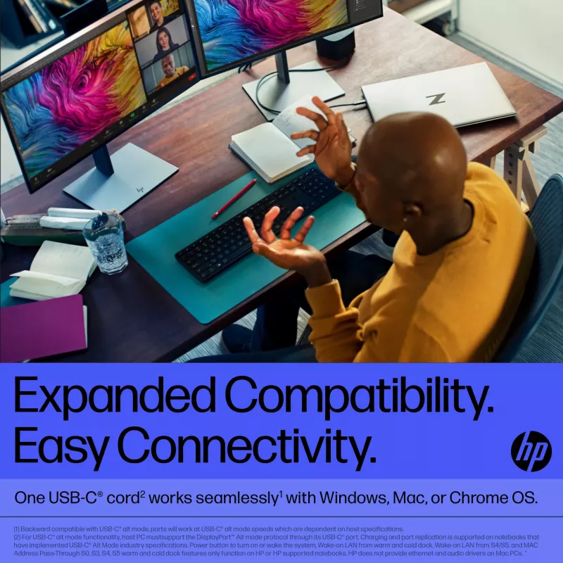 HP Thunderbolt Dock 120W G4, Kensington, China, Thailand, Taiwan, Business, Windows 10, Windows 11, MacOS, 98 mm