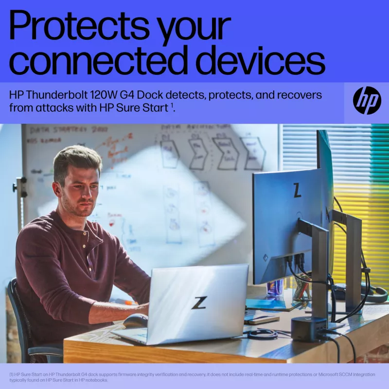 HP Thunderbolt Dock 120W G4, Kensington, China, Thailand, Taiwan, Business, Windows 10, Windows 11, MacOS, 98 mm