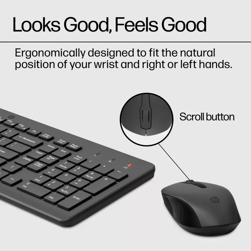 Kabelloses Tastatur- und Maus-Set HP 330 — Full-Size-Tastatur, RF Wireless, schwarz, Maus enthalten