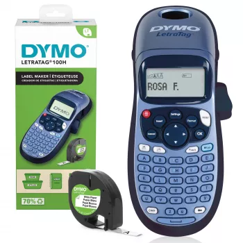 DYMO LetraTag LT-100H Handheld-Etikettiergerät | ABC-Tastatur-Etikettendrucker mit leicht lesbarem 13-Zeichen-LCD-Bildschirm | für Zuhause oder Büro | Blau