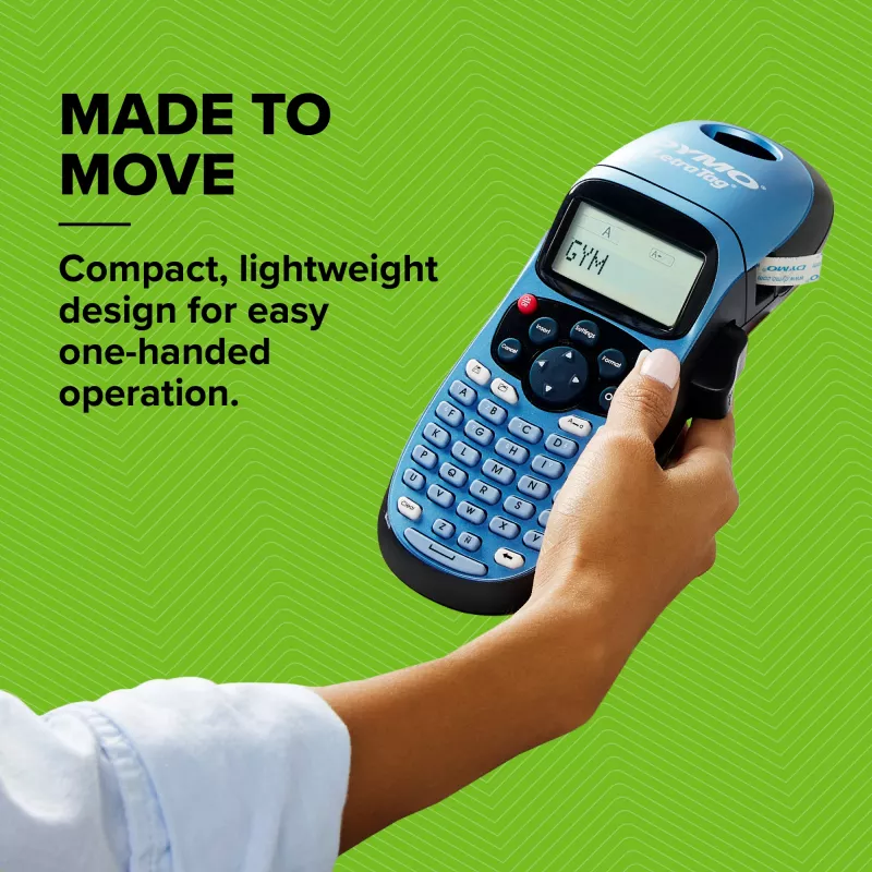 DYMO LetraTag LT-100H Handheld-Etikettiergerät | ABC-Tastatur-Etikettendrucker mit leicht lesbarem 13-Zeichen-LCD-Bildschirm | für Zuhause oder Büro | Blau