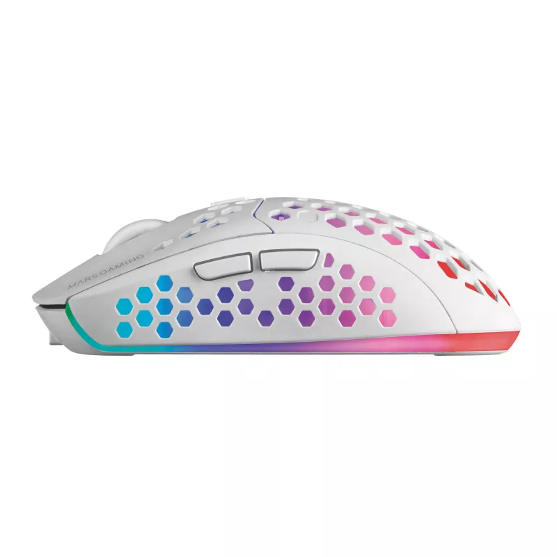Mars Gaming MMW3W, kabellose Gaming-Maus, RGB Flow, ultraleicht 79 g, 3200 DPI, Weiß