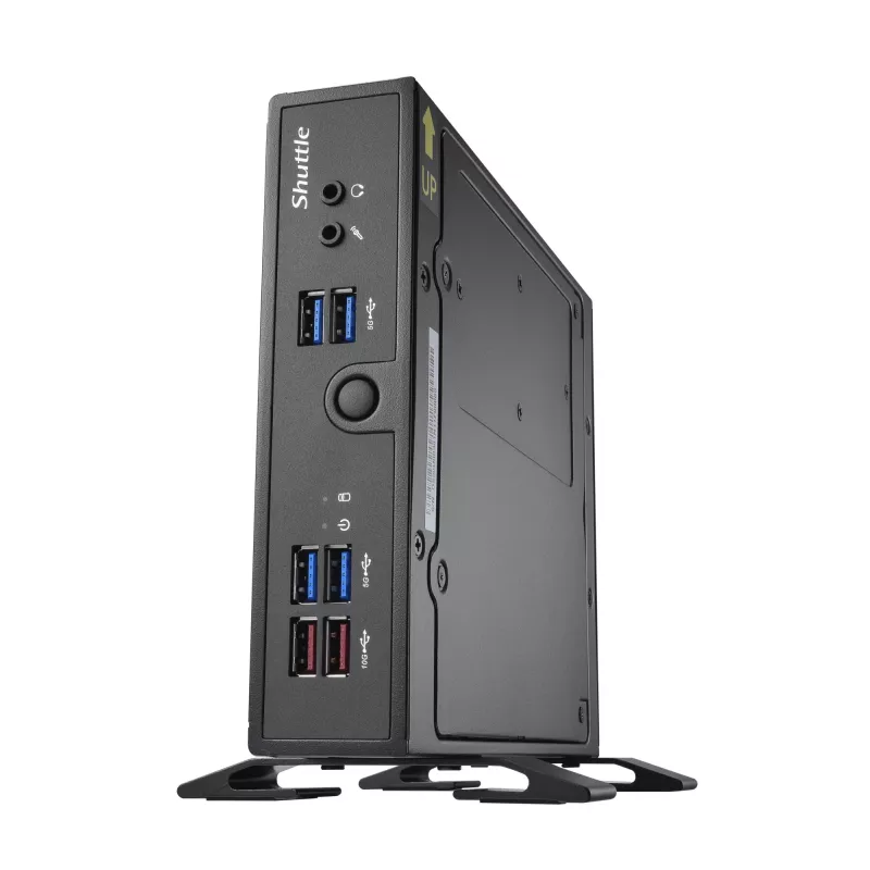 Shuttle XPC schlank Barebone DS50U, Intel Celeron 7305, 2x LAN (1x 2.5Gbit ,1x 1Gbit), 1xCOM,1xHDMI,1xDP, 1x VGA, lüfterlos, Dauerbetrieb 24/7