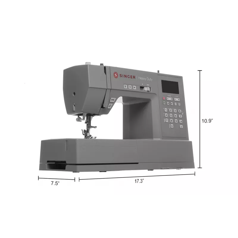 Singer HD6805C Heavy Duty Computerized Nähmaschine, 586 Stiche, 9 Knopflöcher, Grau