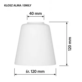 Lampenschirm ActiveJet EMILY Glas, weiß — Durchmesser 12 cm, Hals 40 mm, Höhe 120 mm