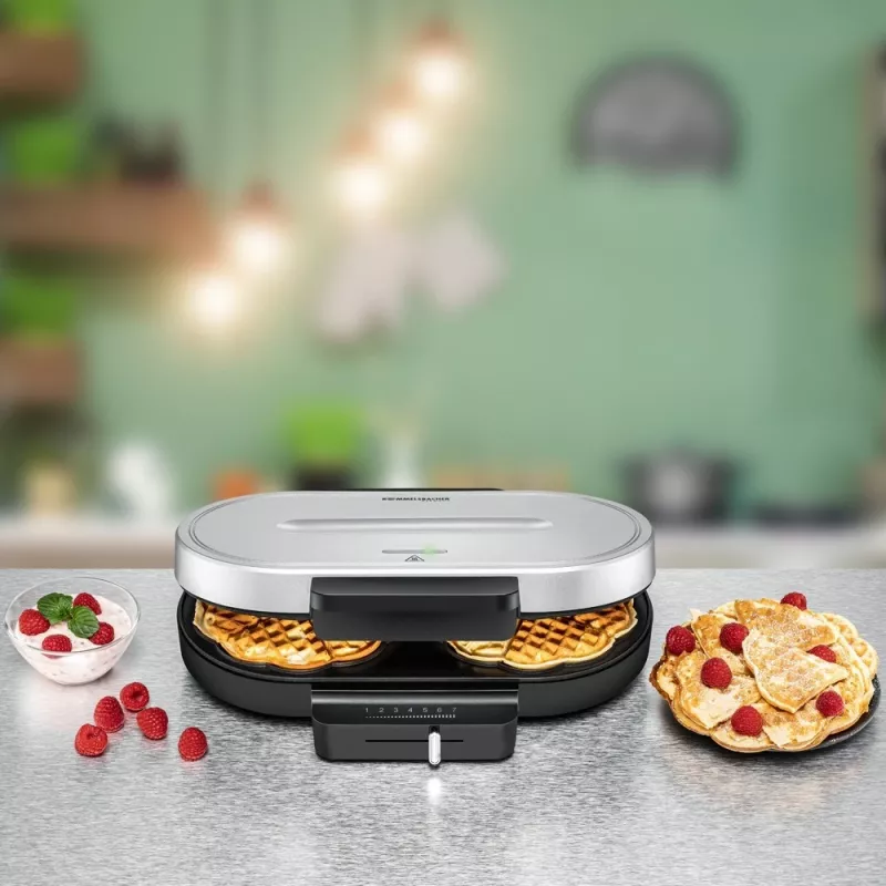 Rommelsbacher WA 1250 Waffeleisen 2 Waffeln 1250 W Silber