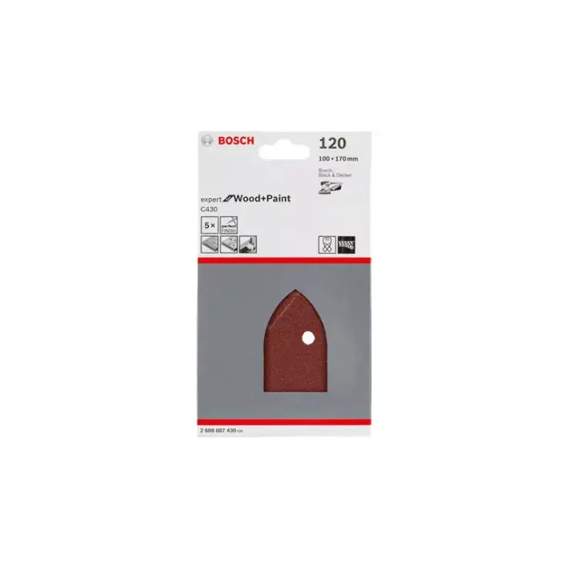 Bosch Expert for Wood and Paint C430 Delta-Schleifblätter, 102 x 62,93 mm, Körnung 120, 10 Stück