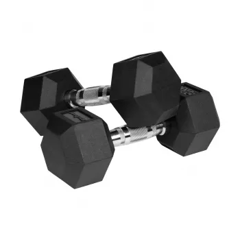 Gummierte Gusseisen-Hanteln HEX 2x9 kg REBEL ACTIVE