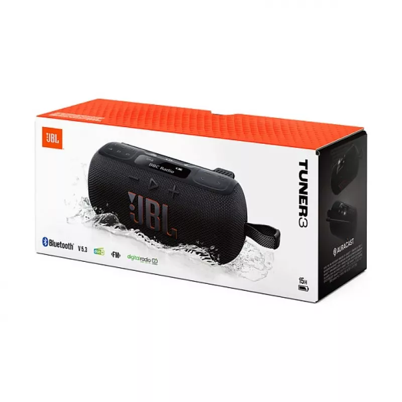 JBL Tuner 3 tragbares DAB/DAB+/FM-Radio, 7 W, Schwarz