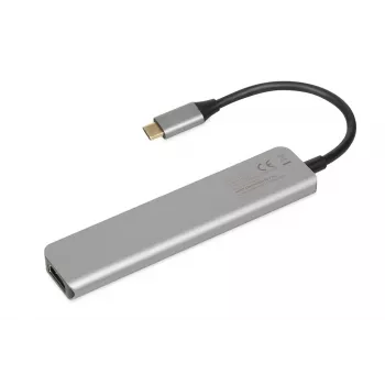 Docking-Hub IBOX IUH3SL4K USB Type-C 5 Gbit/s, HDMI 4K@30Hz, PD bis 100 W, 2x USB-A, 2x USB-C, Kartenleser, Silber