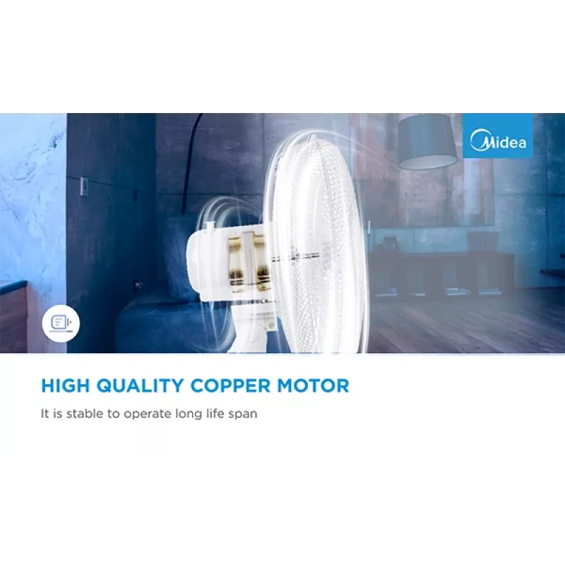 Tischventilator Midea FT40-21M — 40 cm Durchmesser, 3 Geschwindigkeiten, Oszillation, 25 W, Weiß