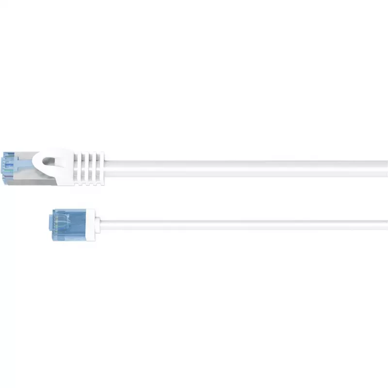 Goobay Ultra-Flexibles CAT 6A Patchkabel schlank U/UTP Weiß - extrem kurzer Stecker (74286)