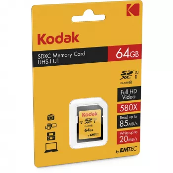 Kodak SDXC Premium Speicherkarte, 64 GB, UHS-I U1 V10, Class 10 (EKMSD64GXC10K)